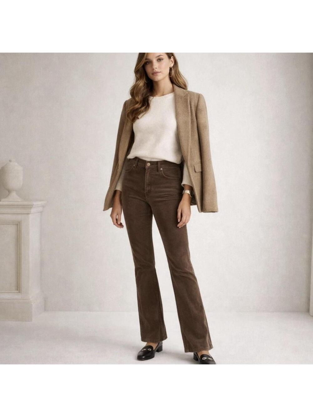 Polo Jeans Co Ralph Lauren‎ Women Sz 12 Bootcut Flare Jeans Pants Brown Corduroy
